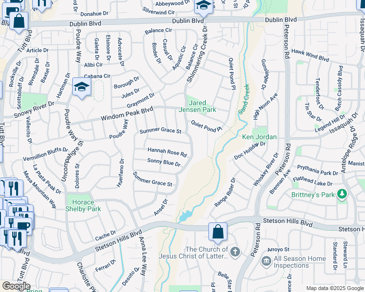 map of restaurants, bars, coffee shops, grocery stores, and more near 6615 Cool Mountain Drive in Colorado Springs