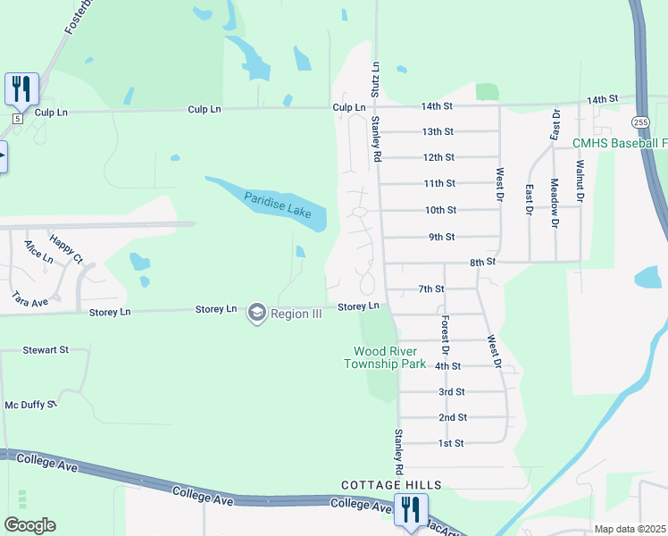 map of restaurants, bars, coffee shops, grocery stores, and more near 31 Manor Drive in Alton
