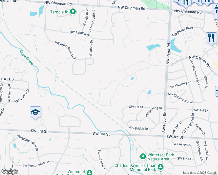map of restaurants, bars, coffee shops, grocery stores, and more near 201 Northwest Cody Drive in Lee's Summit