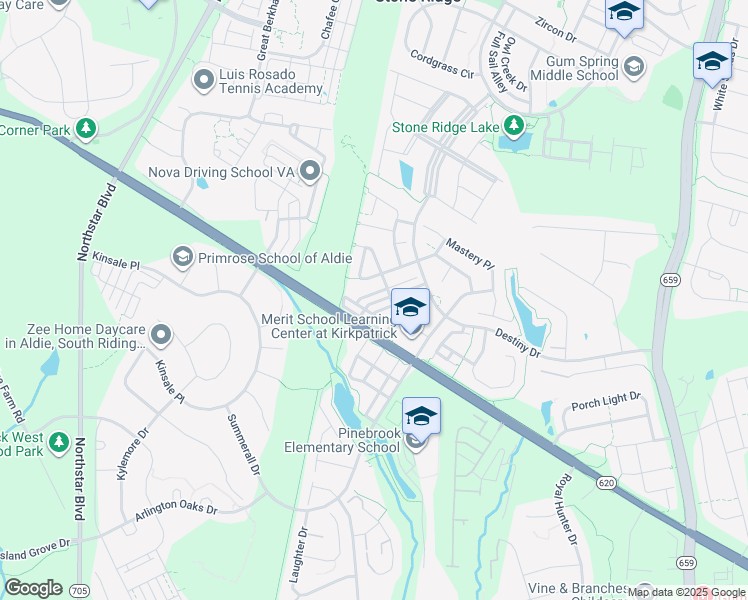 map of restaurants, bars, coffee shops, grocery stores, and more near 41806 Inspiration Terrace in Aldie