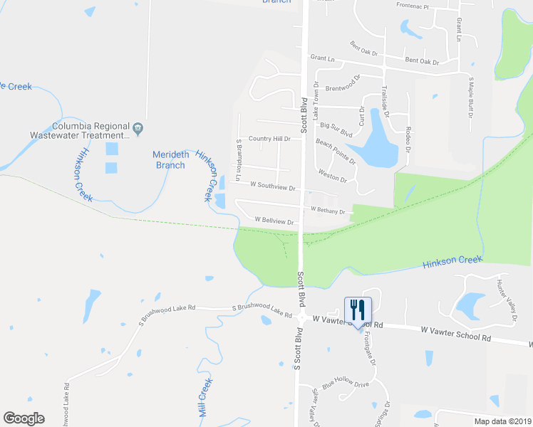 map of restaurants, bars, coffee shops, grocery stores, and more near 4431 West Bellview Drive in Columbia