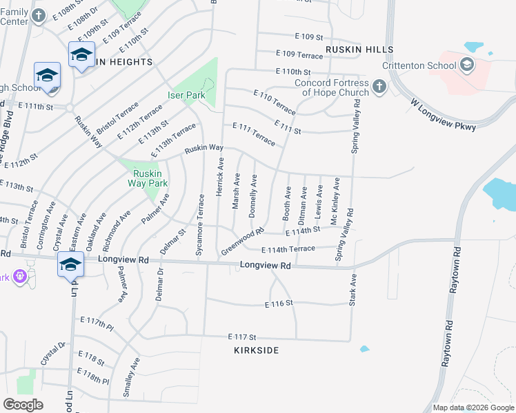 map of restaurants, bars, coffee shops, grocery stores, and more near 11311 Donnelly Avenue in Kansas City