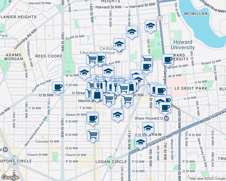 map of restaurants, bars, coffee shops, grocery stores, and more near 101 Independence Avenue Southeast in Washington