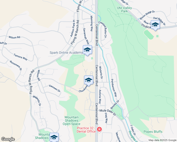map of restaurants, bars, coffee shops, grocery stores, and more near 5931 Canyon Reserve Heights in Colorado Springs