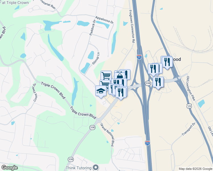 map of restaurants, bars, coffee shops, grocery stores, and more near 12993 Frogtown Connector Road in Walton