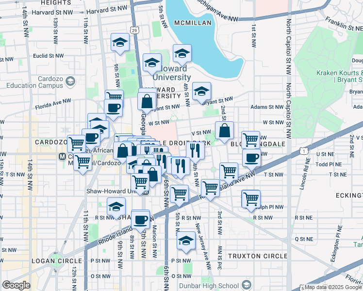 map of restaurants, bars, coffee shops, grocery stores, and more near 438 Oakdale Place Northwest in Washington