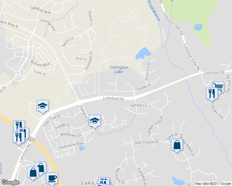 map of restaurants, bars, coffee shops, grocery stores, and more near 10401 Foxlake Drive in Bowie