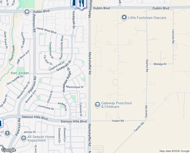 map of restaurants, bars, coffee shops, grocery stores, and more near 6031 Jorie Road in Colorado Springs