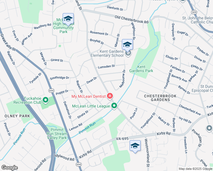 map of restaurants, bars, coffee shops, grocery stores, and more near 1811 Westmoreland Street in McLean