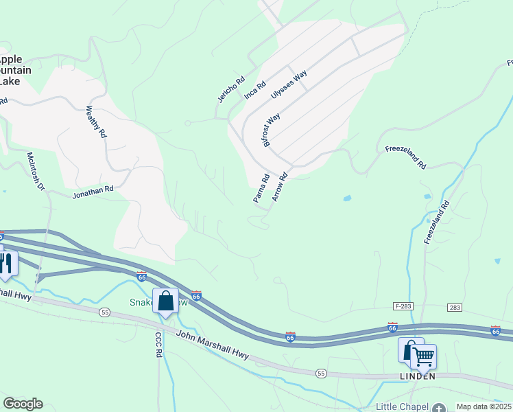 map of restaurants, bars, coffee shops, grocery stores, and more near 14 Dogpatch Lane in Warren County