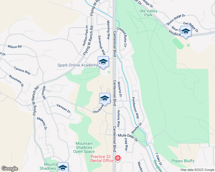 map of restaurants, bars, coffee shops, grocery stores, and more near 5931 Canyon Reserve Heights in Colorado Springs