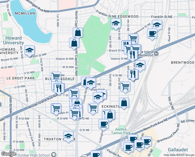 map of restaurants, bars, coffee shops, grocery stores, and more near 101 Independence Avenue Southeast in Washington
