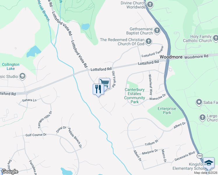 map of restaurants, bars, coffee shops, grocery stores, and more near 11008 Old York Road in Bowie