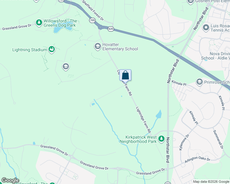 map of restaurants, bars, coffee shops, grocery stores, and more near 25293 Lightridge Farm Road in Aldie