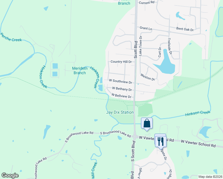map of restaurants, bars, coffee shops, grocery stores, and more near 4523 West Bellview Drive in Columbia