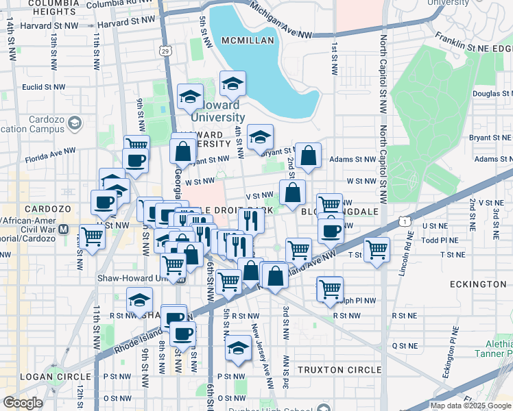 map of restaurants, bars, coffee shops, grocery stores, and more near 337 Oakdale Place Northwest in Washington