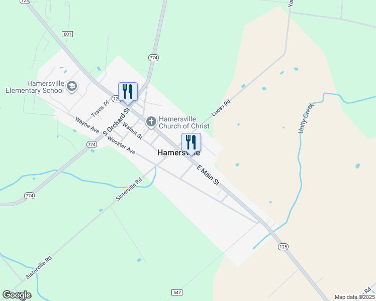 map of restaurants, bars, coffee shops, grocery stores, and more near 540 East Main Street in Hamersville