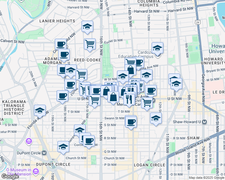 map of restaurants, bars, coffee shops, grocery stores, and more near 101 Independence Avenue Southeast in Washington
