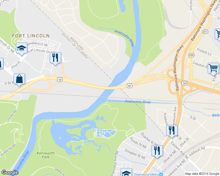 map of restaurants, bars, coffee shops, grocery stores, and more near in Washington
