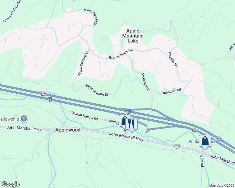 map of restaurants, bars, coffee shops, grocery stores, and more near 698 Apple Orchard Drive in Linden