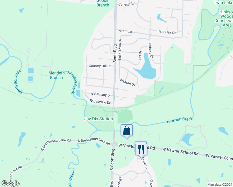 map of restaurants, bars, coffee shops, grocery stores, and more near 3565 South Scott Boulevard in Columbia