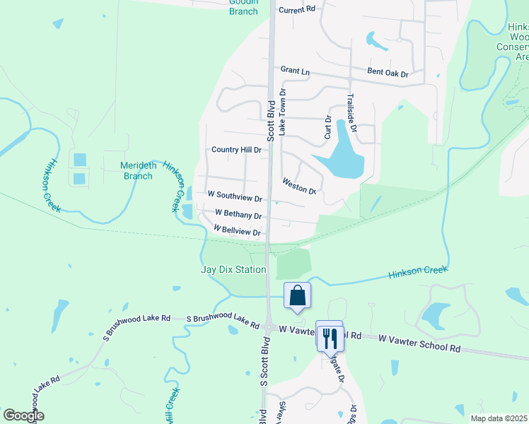 map of restaurants, bars, coffee shops, grocery stores, and more near 3565 South Scott Boulevard in Columbia