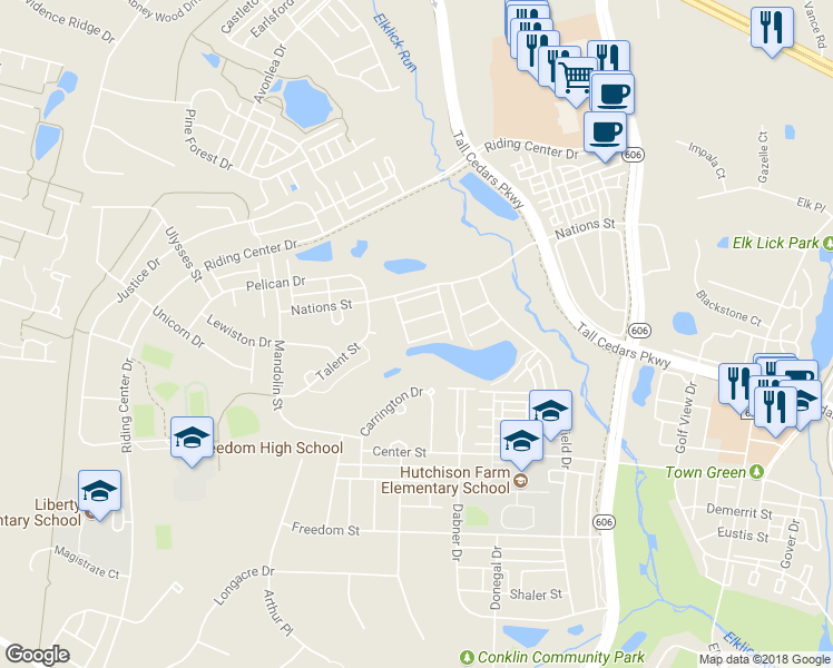 map of restaurants, bars, coffee shops, grocery stores, and more near 25298 Nesting Square in Chantilly