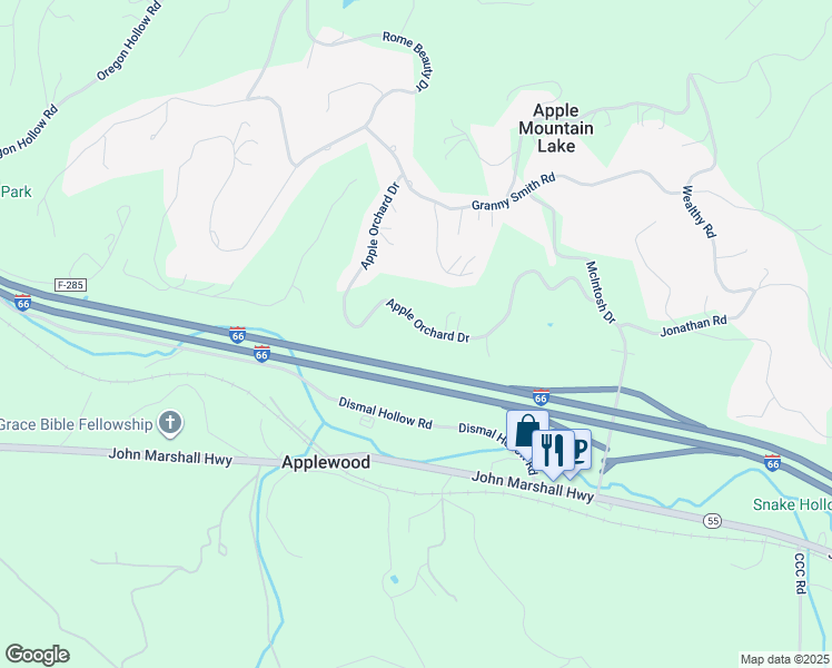 map of restaurants, bars, coffee shops, grocery stores, and more near 532 Apple Orchard Drive in Linden