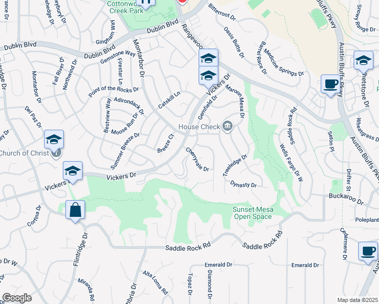 map of restaurants, bars, coffee shops, grocery stores, and more near 5970 Vista Ridge Point in Colorado Springs