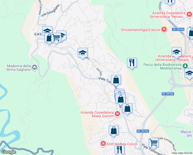 map of restaurants, bars, coffee shops, grocery stores, and more near 19/1 Via Nicola Misasi in Catanzaro