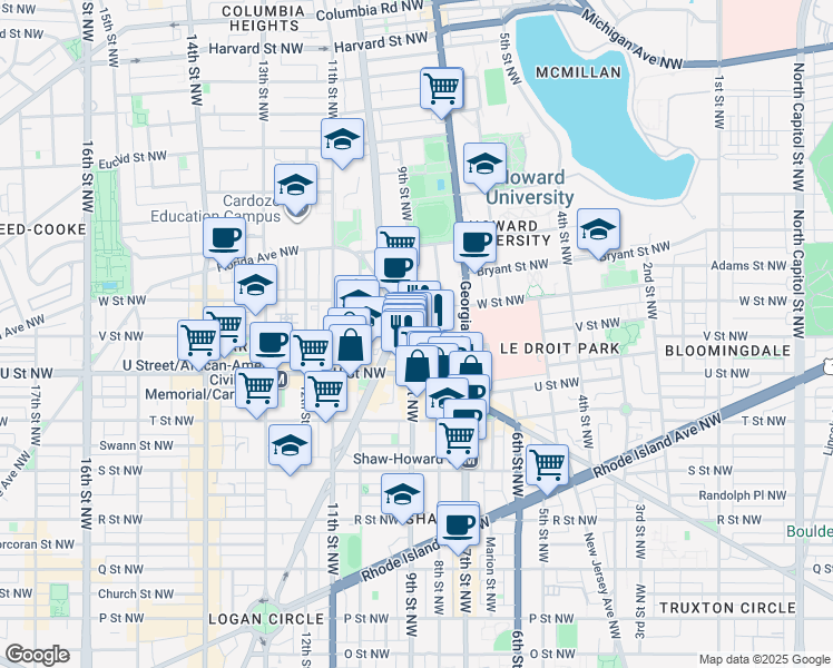 map of restaurants, bars, coffee shops, grocery stores, and more near 101 Independence Avenue Southeast in Washington