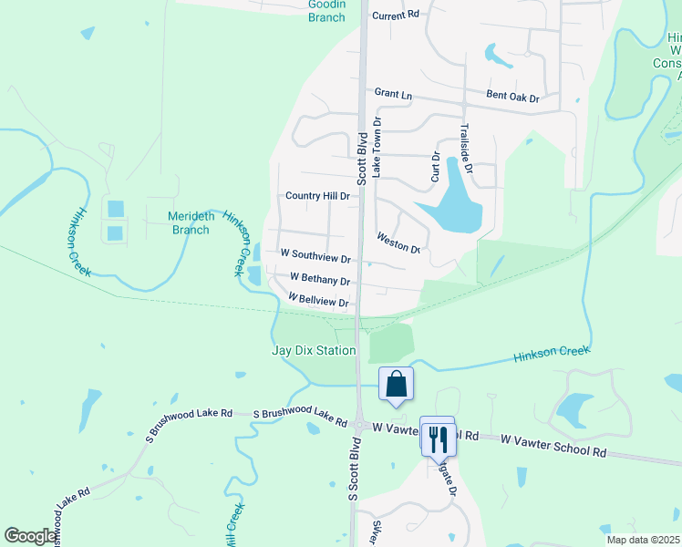 map of restaurants, bars, coffee shops, grocery stores, and more near 4431 West Bellview Drive in Columbia