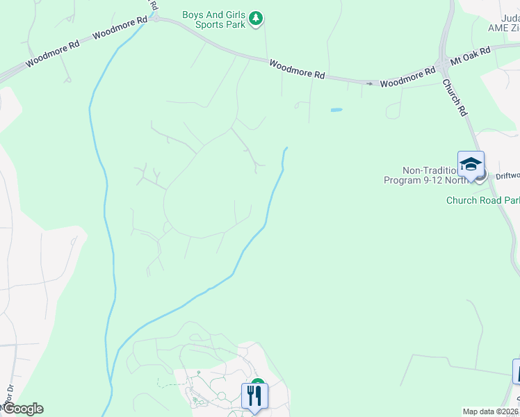 map of restaurants, bars, coffee shops, grocery stores, and more near 2000 Bermondsey Drive in Bowie