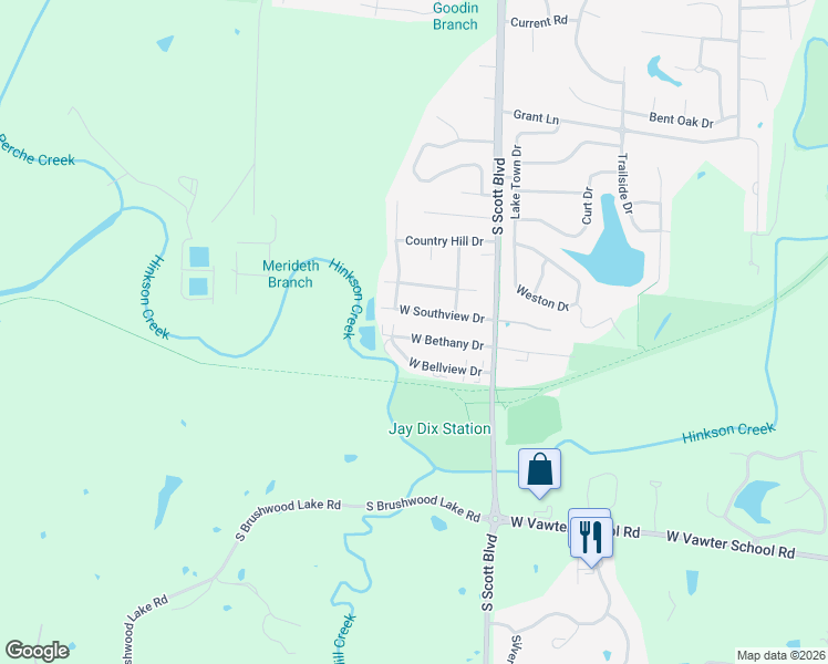map of restaurants, bars, coffee shops, grocery stores, and more near 4521 West Southview Drive in Columbia
