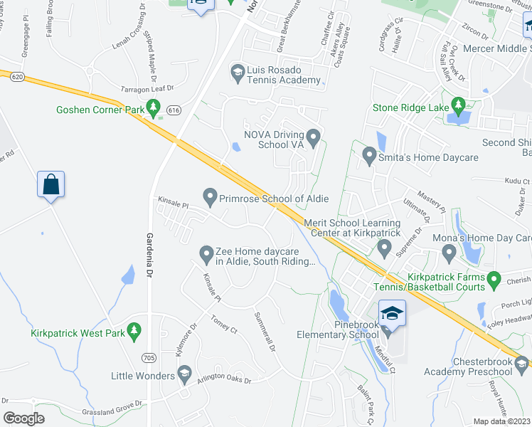 map of restaurants, bars, coffee shops, grocery stores, and more near 25291 Kilkeen Way in Aldie