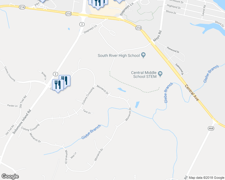 map of restaurants, bars, coffee shops, grocery stores, and more near 3420 Spring Azure Court in Edgewater
