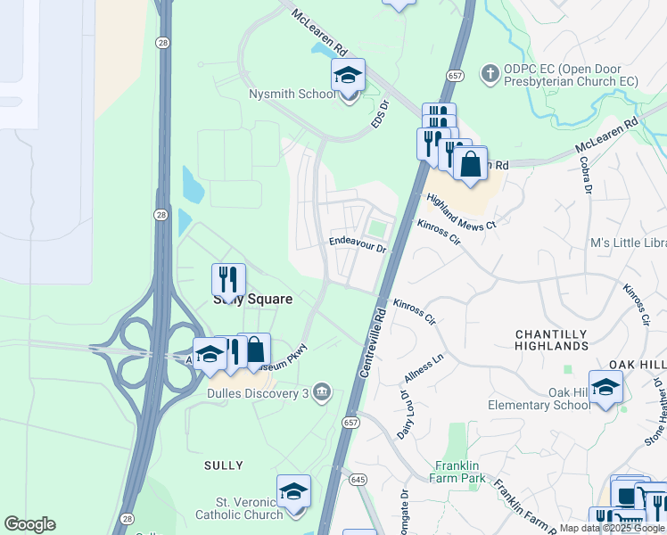 map of restaurants, bars, coffee shops, grocery stores, and more near in Herndon
