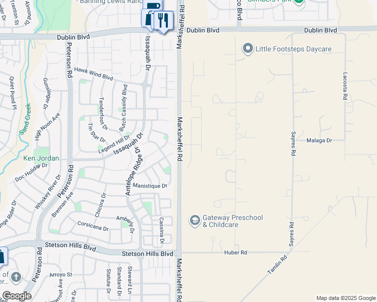 map of restaurants, bars, coffee shops, grocery stores, and more near 6094 Jorie Road in Colorado Springs