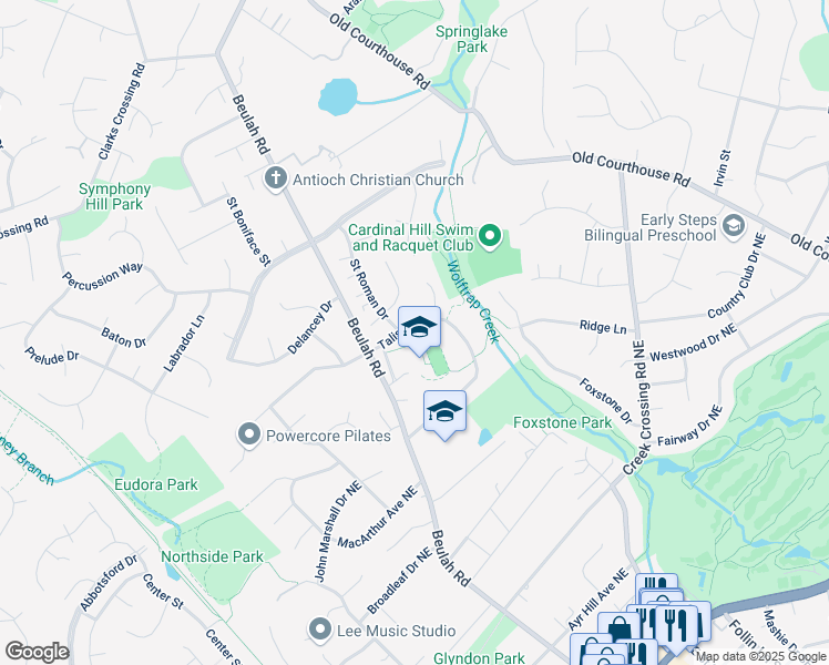map of restaurants, bars, coffee shops, grocery stores, and more near 9227 Talisman Drive in Vienna