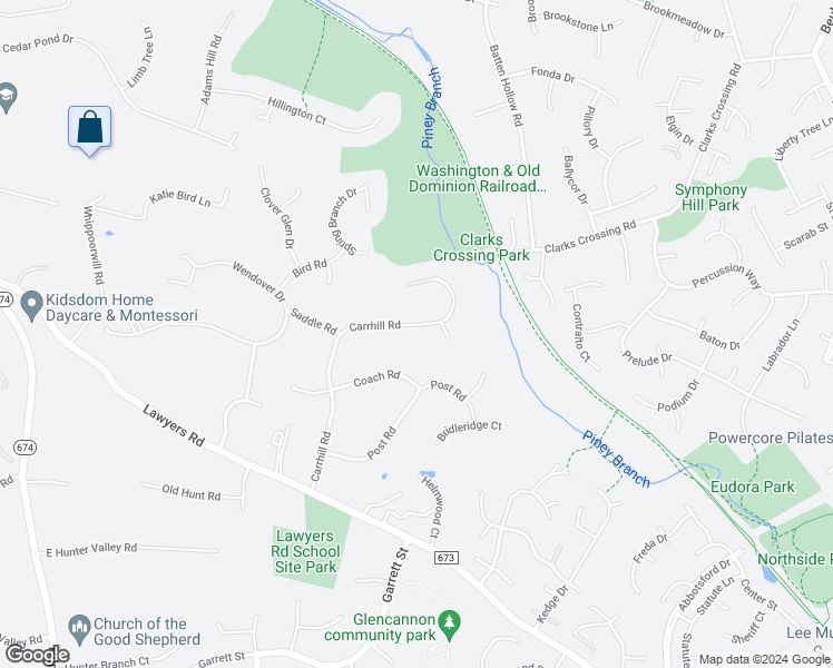 map of restaurants, bars, coffee shops, grocery stores, and more near 2023 Carrhill Road in Vienna