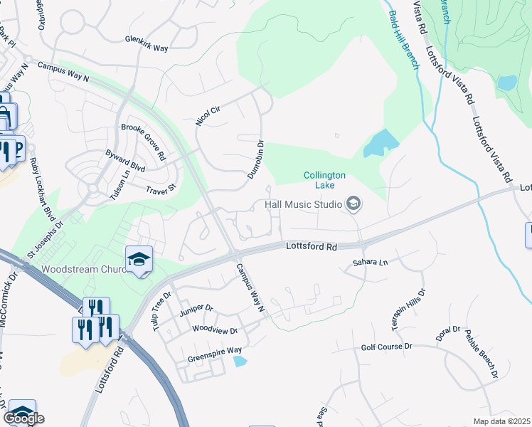 map of restaurants, bars, coffee shops, grocery stores, and more near 2166 Vittoria Court in Bowie