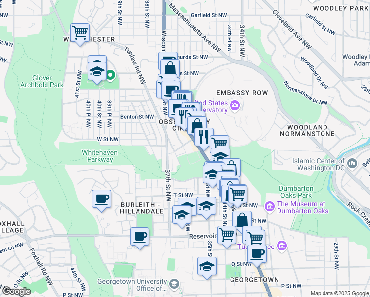 map of restaurants, bars, coffee shops, grocery stores, and more near 3520 West Place Northwest in Washington