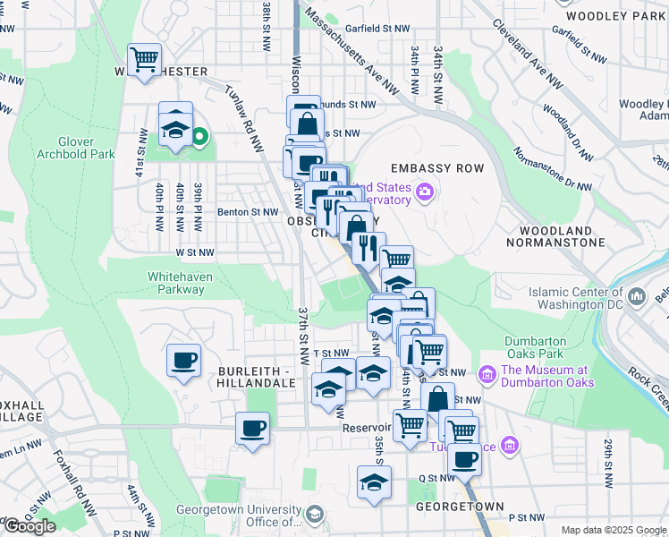 map of restaurants, bars, coffee shops, grocery stores, and more near 3520 West Place Northwest in Washington