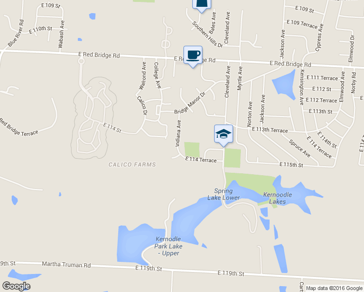 map of restaurants, bars, coffee shops, grocery stores, and more near 11332 Indiana Avenue in Kansas City