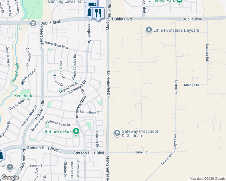 map of restaurants, bars, coffee shops, grocery stores, and more near 6094 Jorie Road in Colorado Springs