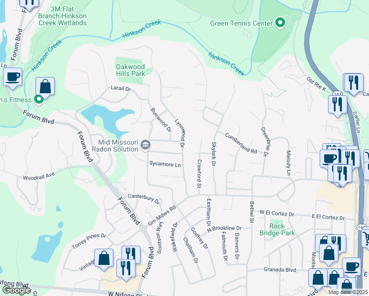 map of restaurants, bars, coffee shops, grocery stores, and more near 900-904 Oakhaven Drive in Columbia