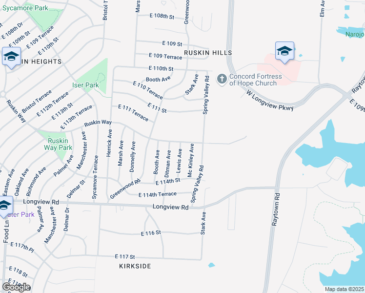 map of restaurants, bars, coffee shops, grocery stores, and more near 11219 Lewis Avenue in Kansas City