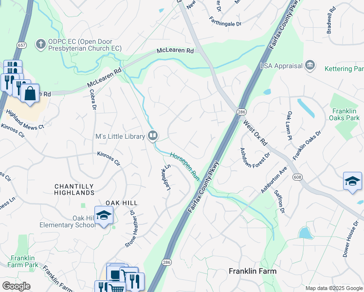 map of restaurants, bars, coffee shops, grocery stores, and more near 3007 Emerald Chase Dr in Herndon