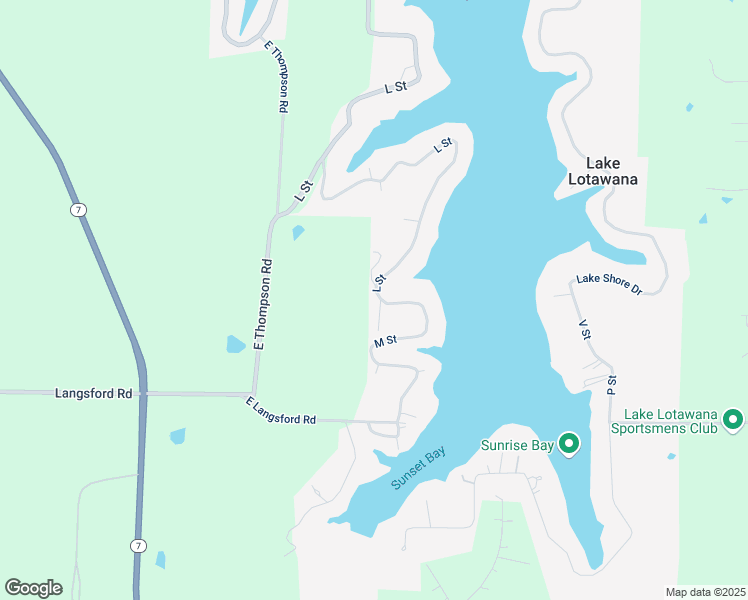 map of restaurants, bars, coffee shops, grocery stores, and more near 93 Lake Shore Drive in Lake Lotawana