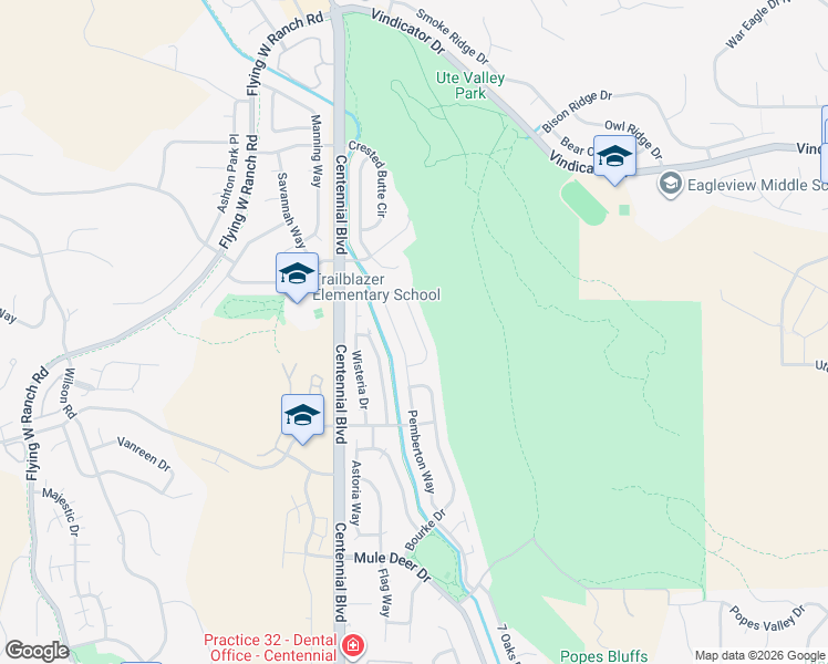 map of restaurants, bars, coffee shops, grocery stores, and more near 6340 Pemberton Way in Colorado Springs